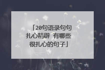 20句语录句句扎心精辟 有哪些很扎心的句子