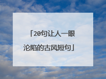20句让人一眼沦陷的古风短句