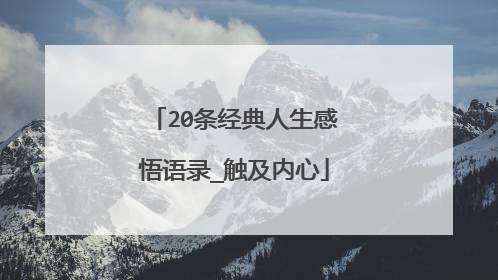 20条经典人生感悟语录_触及内心