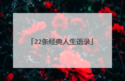 22条经典人生语录