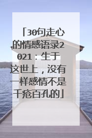 30句走心的情感语录2021：生于这世上，没有一样感情不是千疮百孔的