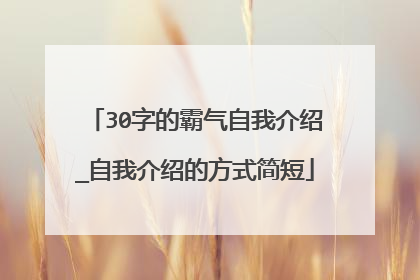 30字的霸气自我介绍_自我介绍的方式简短