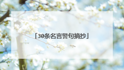 30条名言警句摘抄