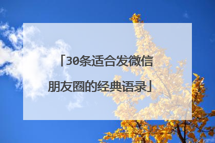 30条适合发微信朋友圈的经典语录