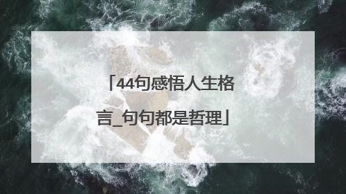 44句感悟人生格言_句句都是哲理