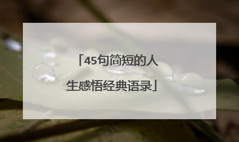 45句简短的人生感悟经典语录