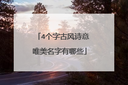 4个字古风诗意唯美名字有哪些