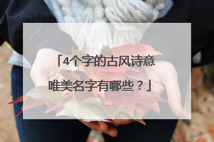 4个字的古风诗意唯美名字有哪些?
