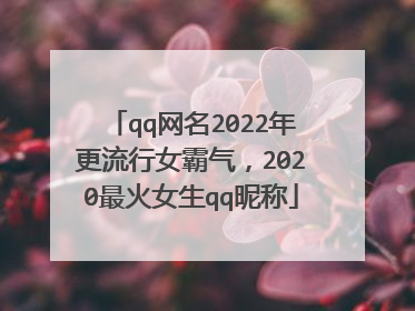 qq网名2022年更流行女霸气，2020最火女生qq昵称