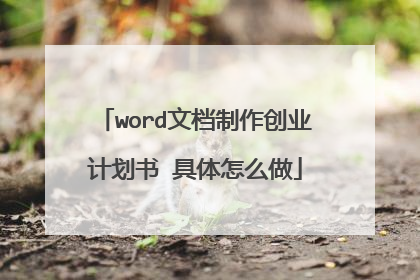 word文档制作创业计划书 具体怎么做