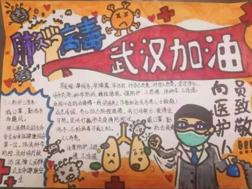 防控疫情儿童画画作品_抗疫情小学画画图片